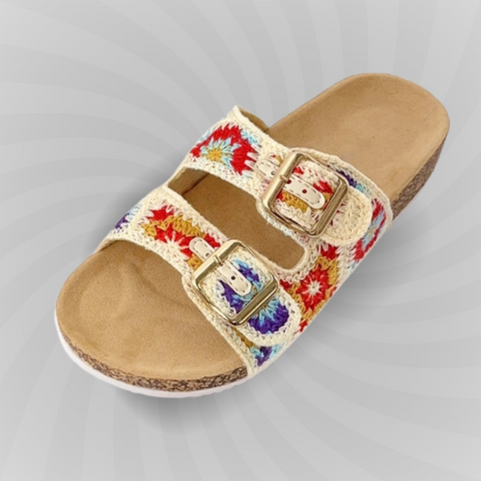 CozyKnit Cork Double Strap Sandal