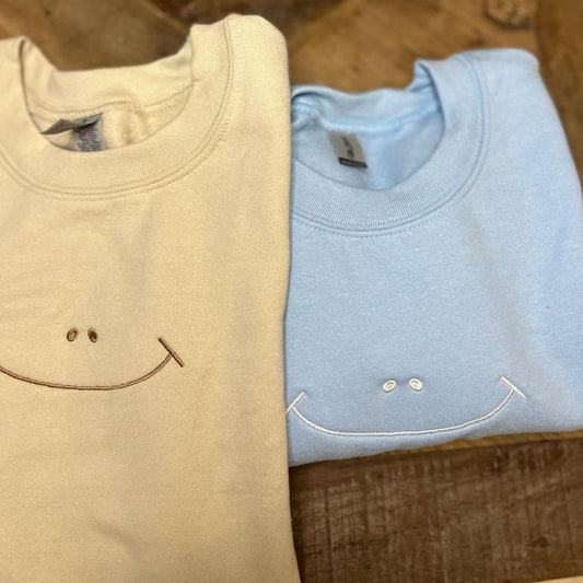 Smiley Face Embroidered Sweatshirt