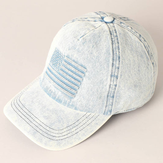 Embossed Stars & Stripes Denim Ball Cap