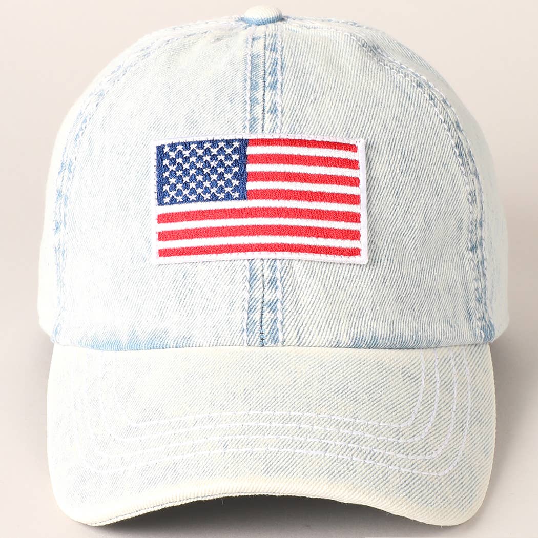 Stars & Stripes Embroidered Denim Ball Cap