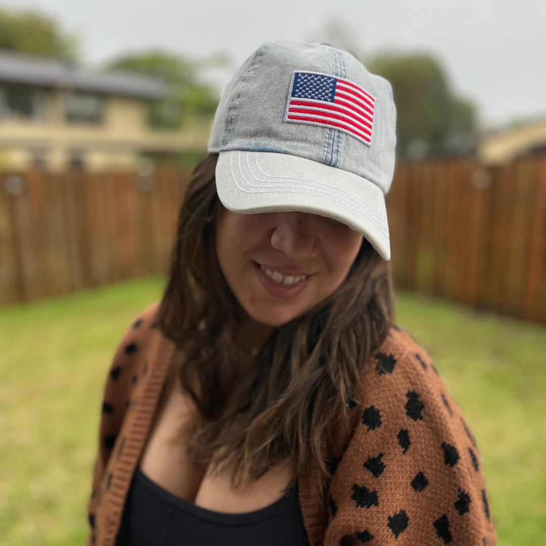 Stars & Stripes Embroidered Denim Ball Cap