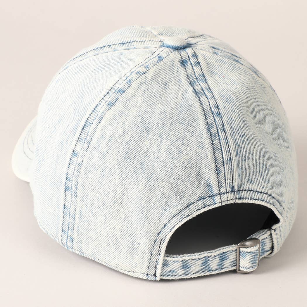 Embossed Stars & Stripes Denim Ball Cap