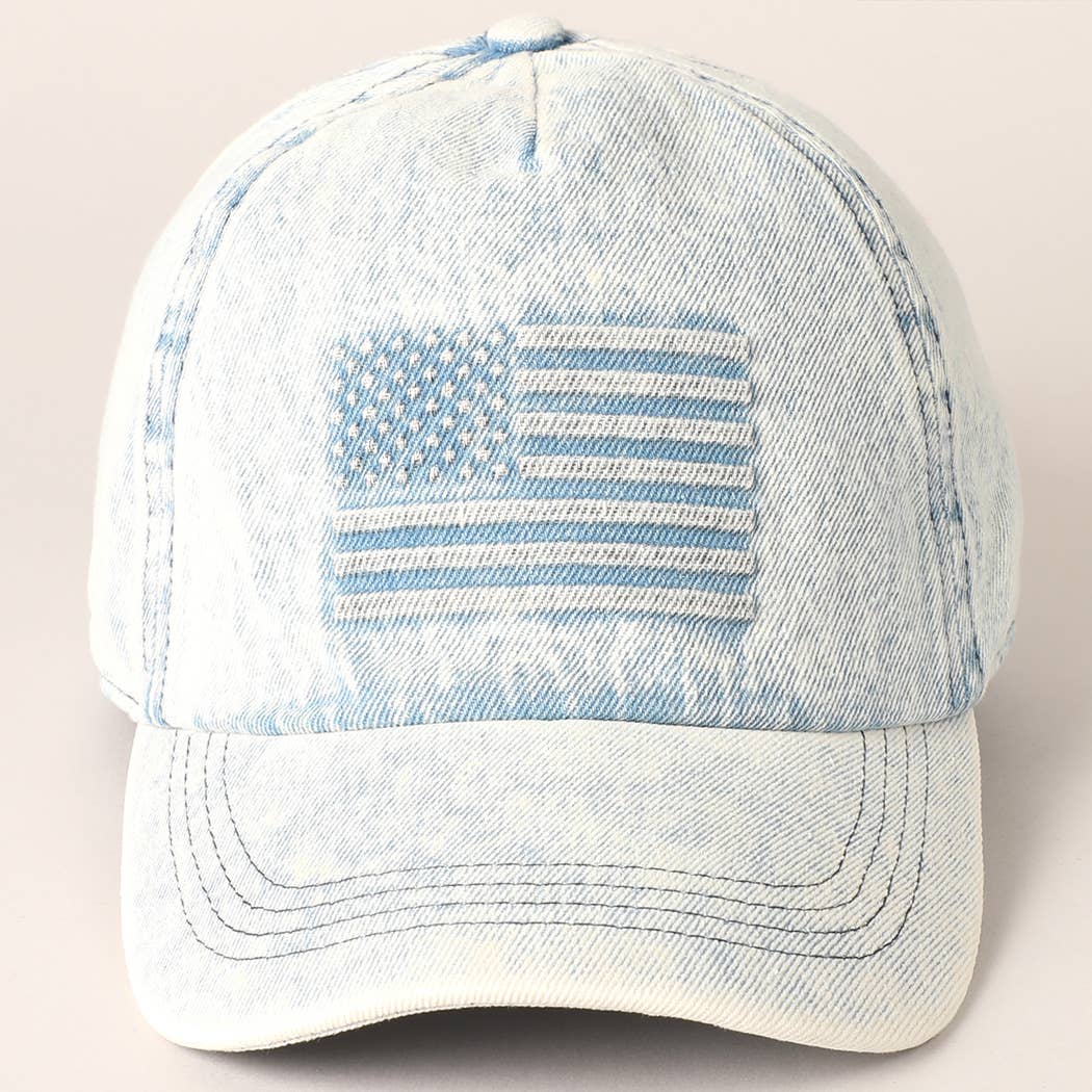 Embossed Stars & Stripes Denim Ball Cap