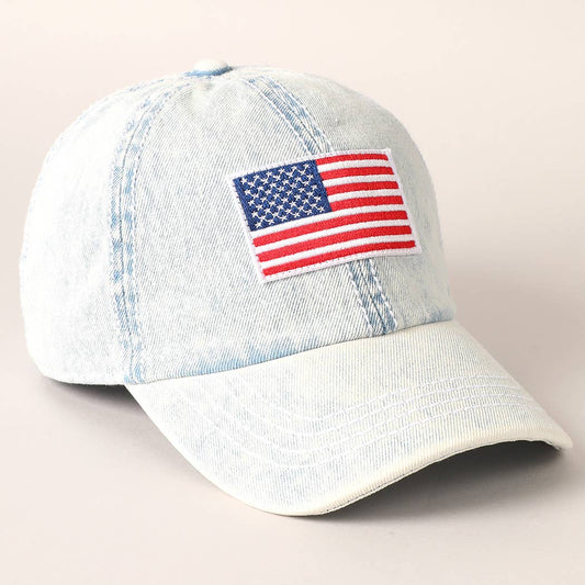 Stars & Stripes Embroidered Denim Ball Cap