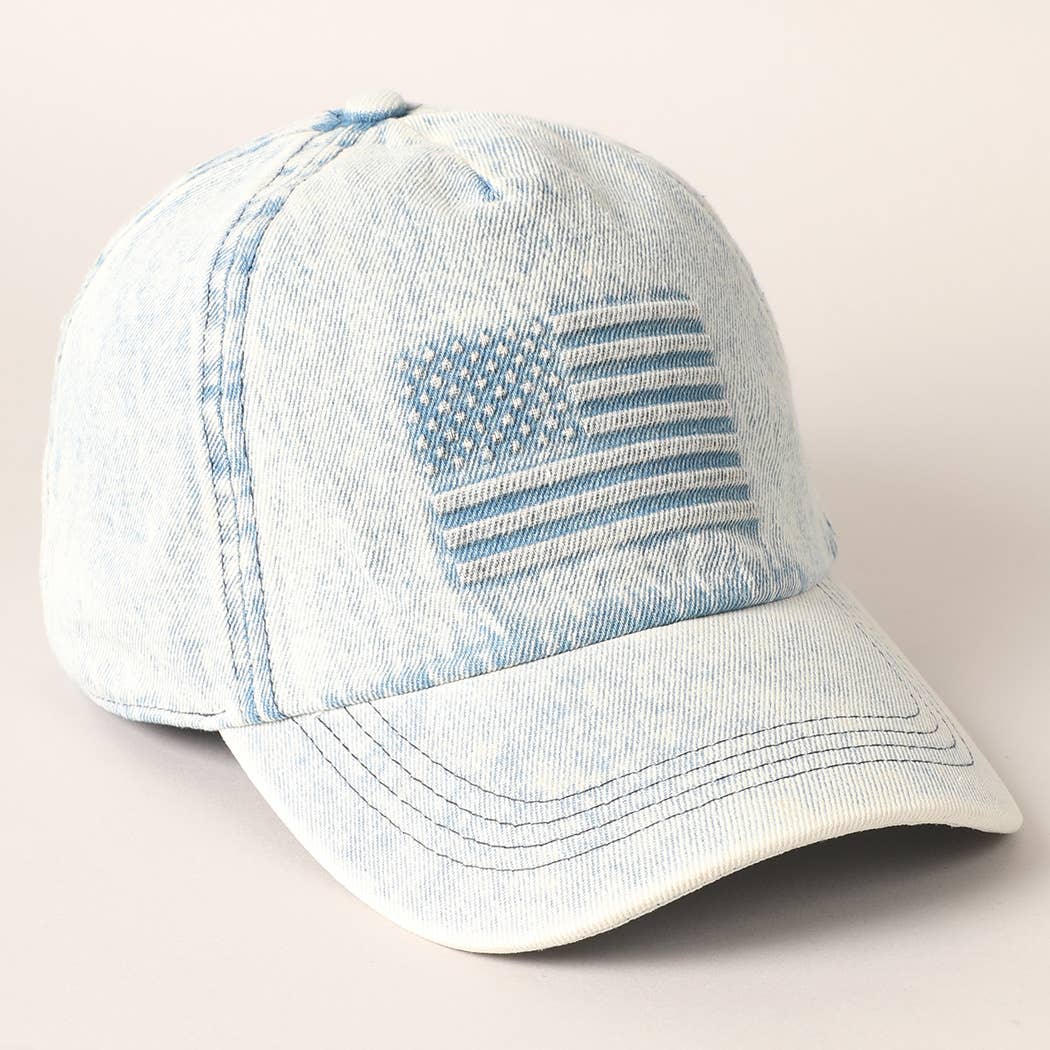 Embossed Stars & Stripes Denim Ball Cap