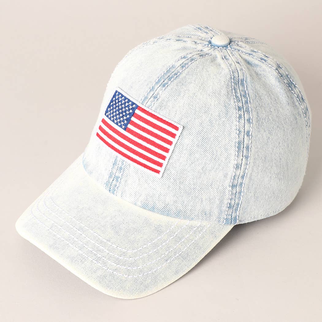 Stars & Stripes Embroidered Denim Ball Cap