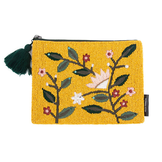 Yellow Flower Beads Clutch