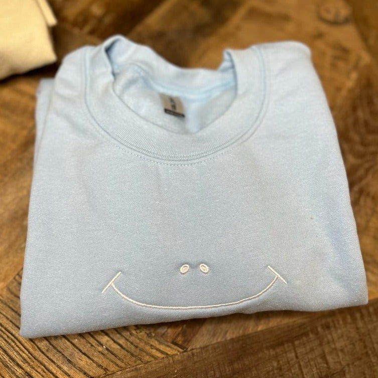 Smiley Face Embroidered Sweatshirt