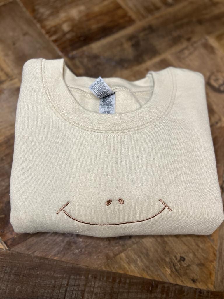 Smiley Face Embroidered Sweatshirt